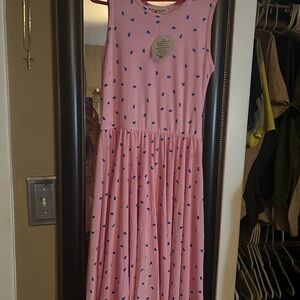 Dot Dot Smile Pink Dress with Blue Dots